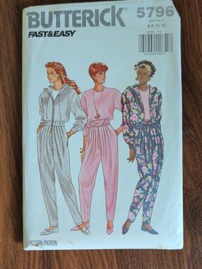 Butterick 5796 Sewing Pattern Jacket Top Pants Blue & Pink